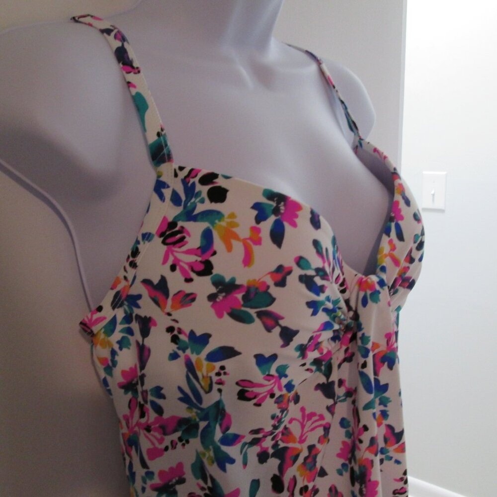 Island Escape Scorpio Tankini Floral-Print Twist-Front Top NWT Sz 12 - Picture 5 of 10